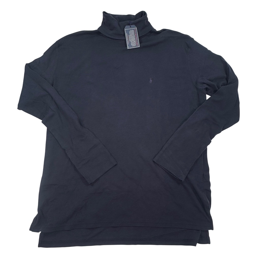 Polo Ralph Lauren Mens XXL Navy Blue Luxury Rib Cotton Turtleneck Shirt NWT